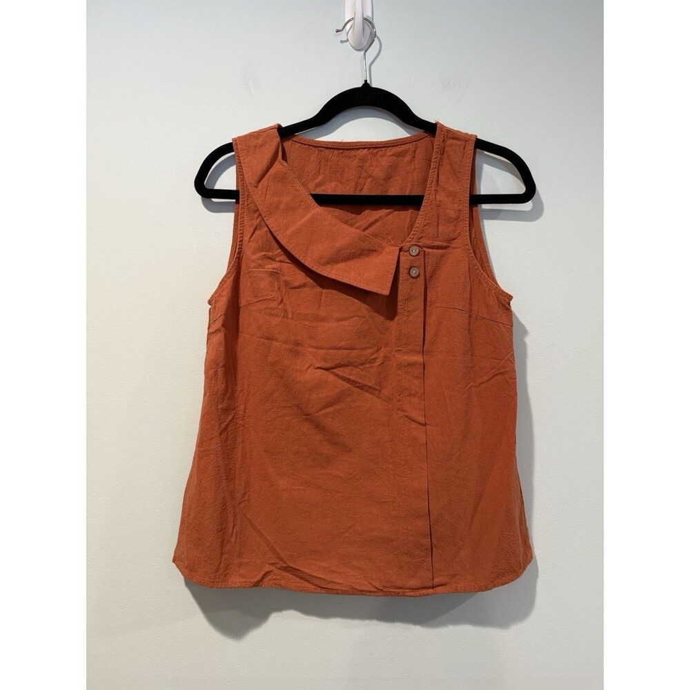 Sleeveless Top Small 100% Cotton Minimalist Travel Lightweight Cruise Boho Indie